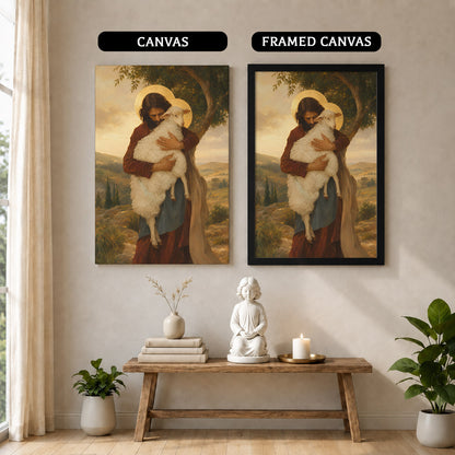 Jesus Holding Lamb Good Shepherd Wall Art Canvas/Poster