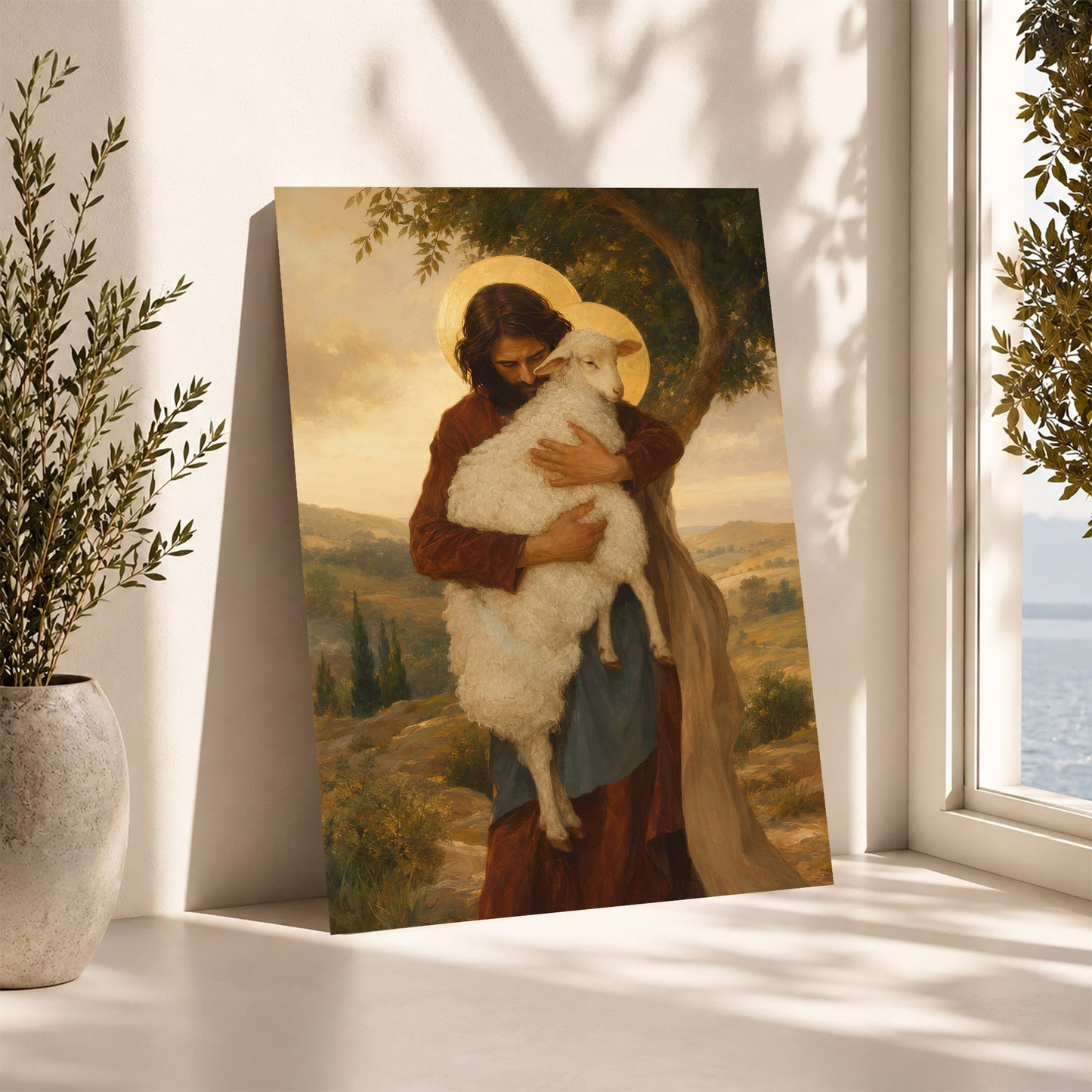 Jesus Holding Lamb Good Shepherd Wall Art Canvas/Poster