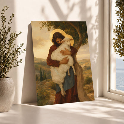 Jesus Holding Lamb Good Shepherd Wall Art Canvas/Poster