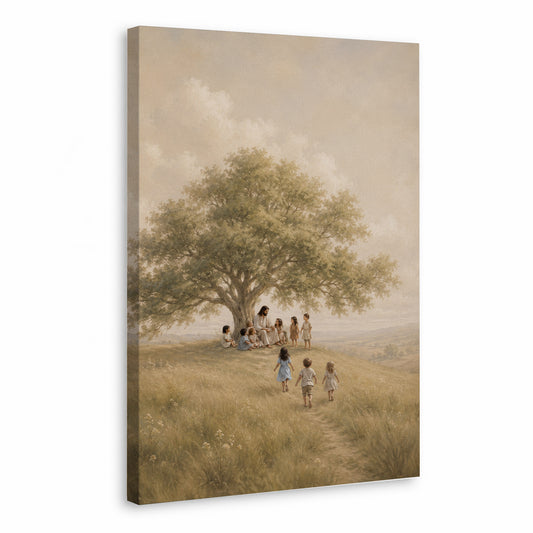 Jesus with Children Under Tree Wall Art Canvas/Poster