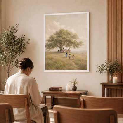 Jesus with Children Under Tree Wall Art Canvas/Poster