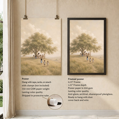Jesus with Children Under Tree Wall Art Canvas/Poster