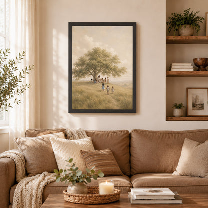 Jesus with Children Under Tree Wall Art Canvas/Poster