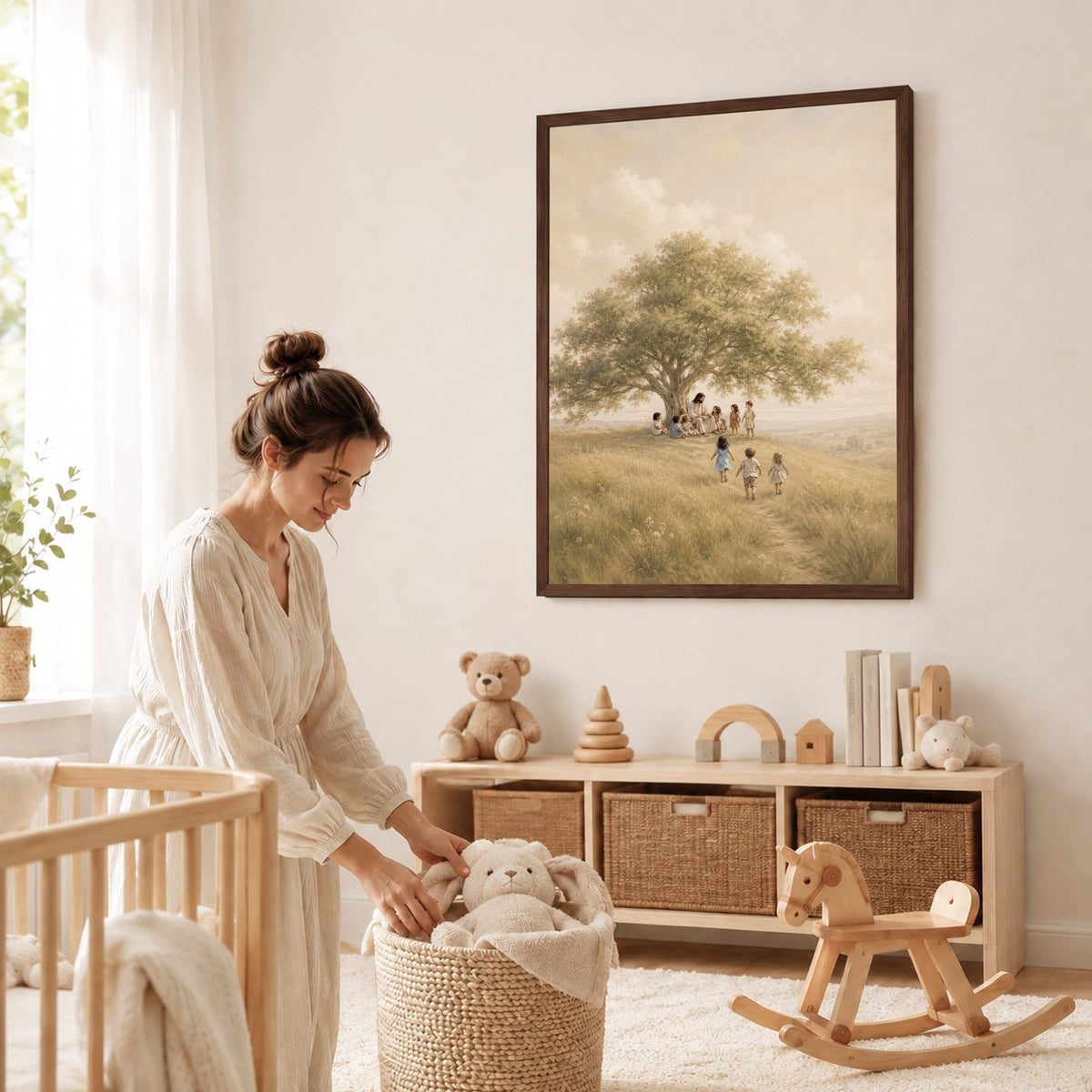 Jesus with Children Under Tree Wall Art Canvas/Poster