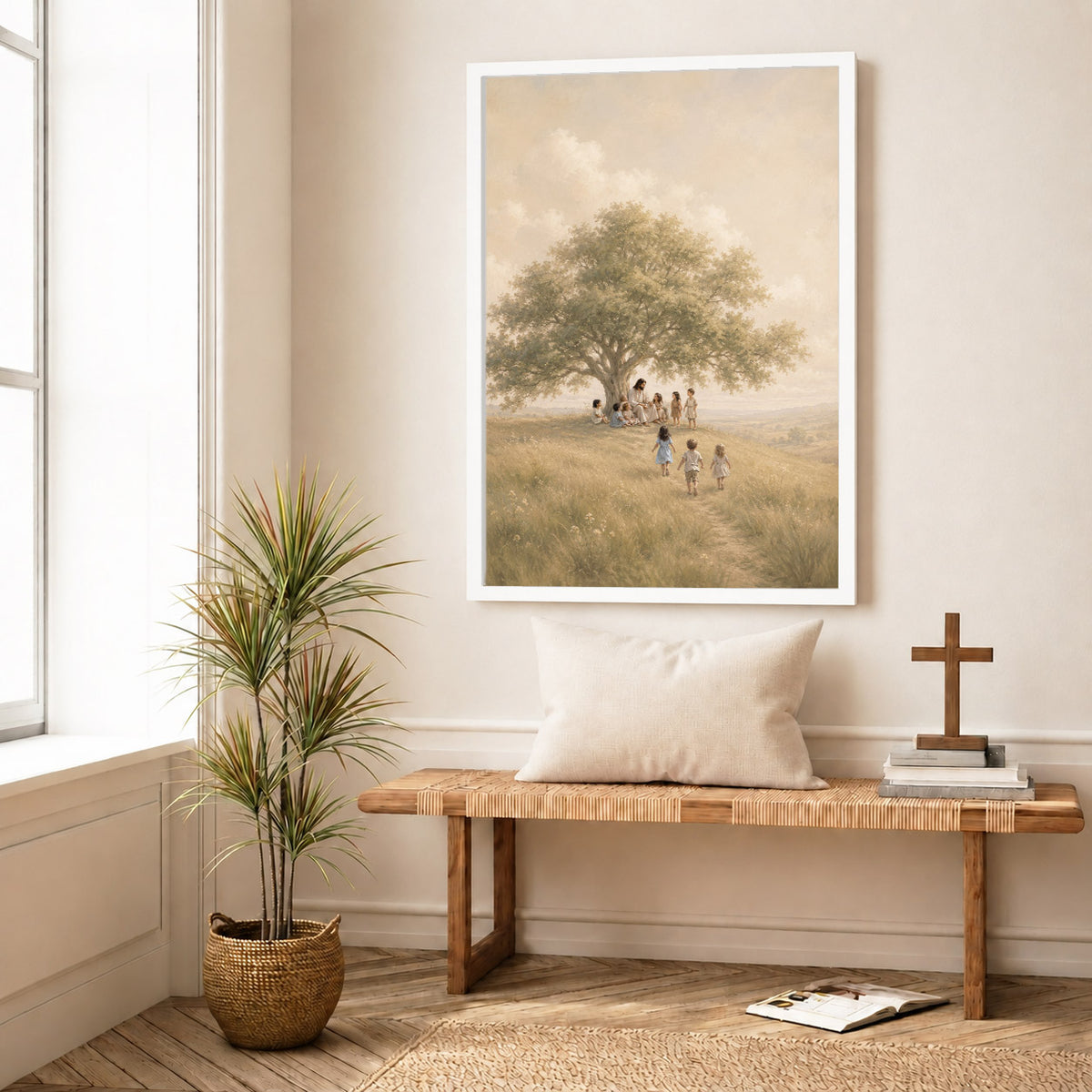 Jesus with Children Under Tree Wall Art Canvas/Poster