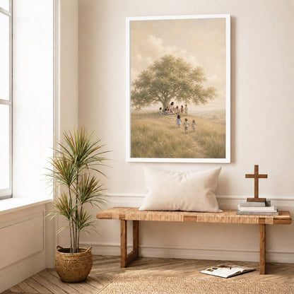 Jesus with Children Under Tree Wall Art Canvas/Poster
