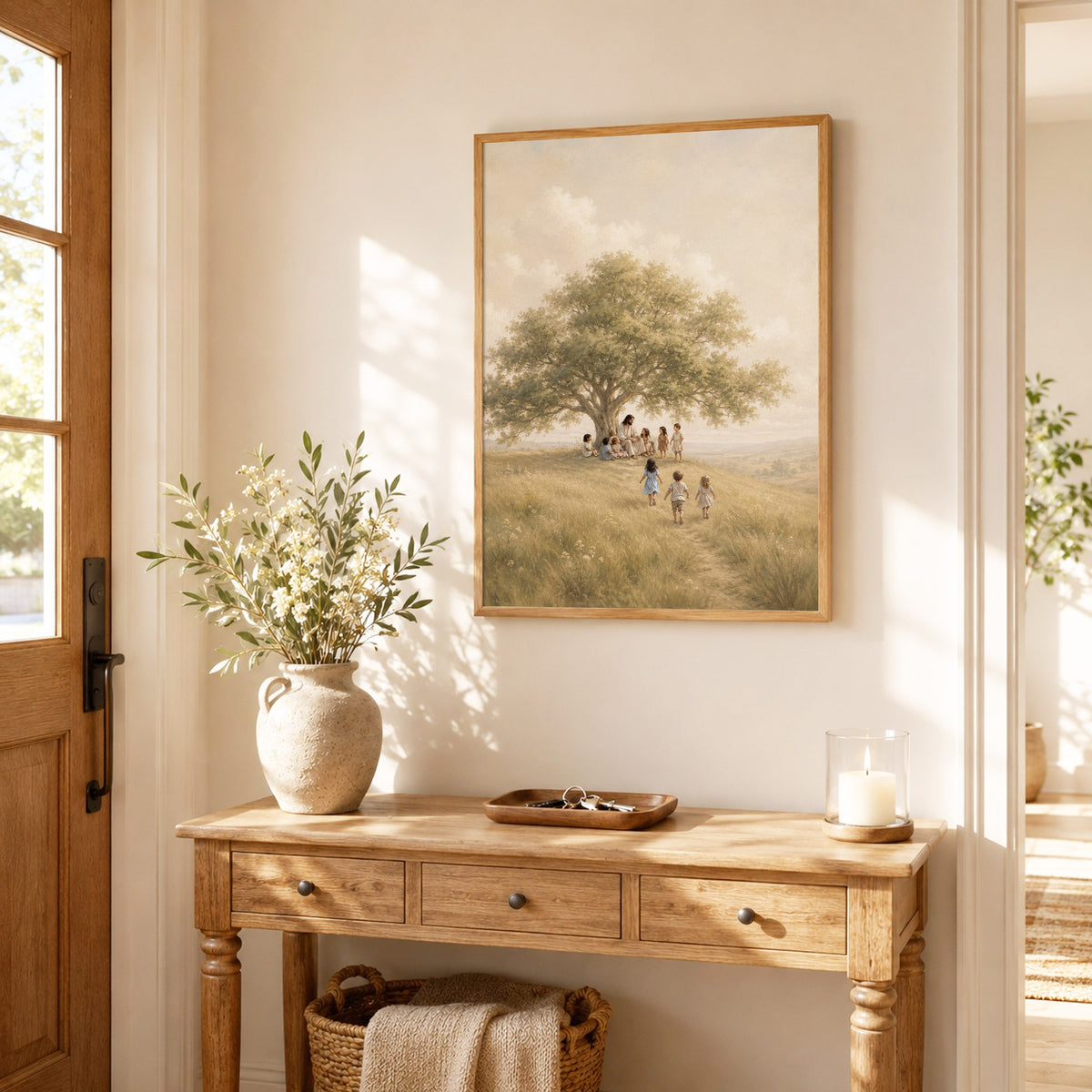 Jesus with Children Under Tree Wall Art Canvas/Poster