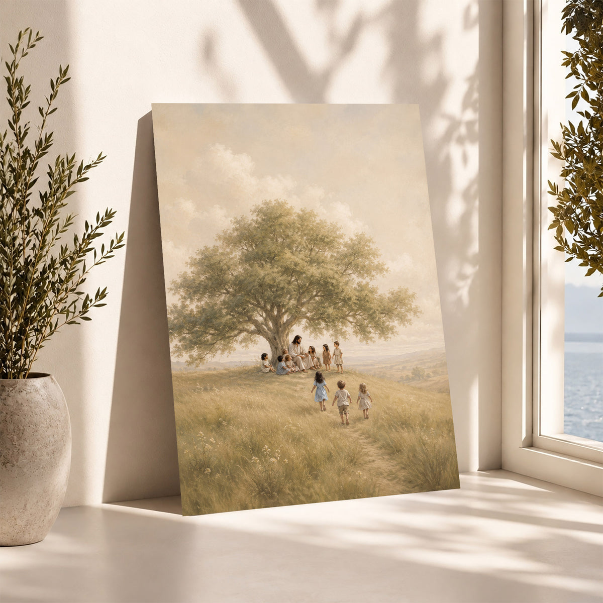 Jesus with Children Under Tree Wall Art Canvas/Poster