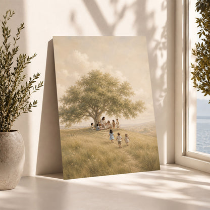 Jesus with Children Under Tree Wall Art Canvas/Poster
