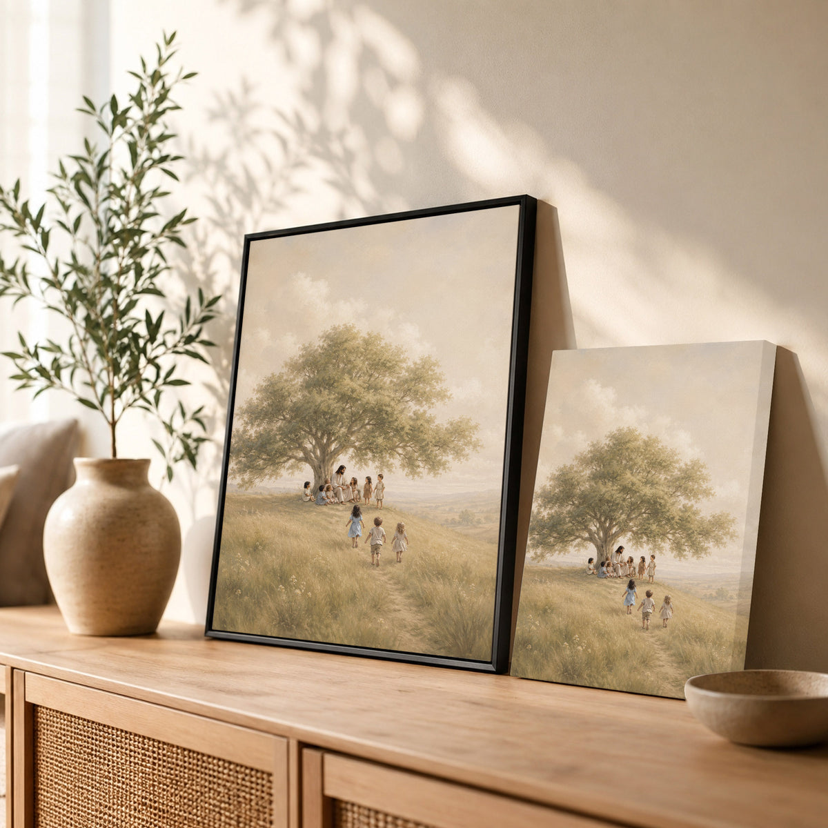 Jesus with Children Under Tree Wall Art Canvas/Poster