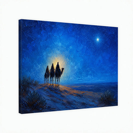Blue Bethlehem Star Journey Christian Wall Art Poster/Canvas
