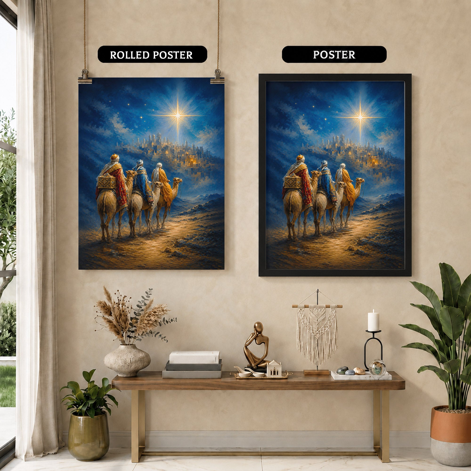 Three Wise Men Star of Bethlehem Christian Wall Art Poster/Canvas
