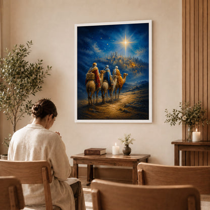 Three Wise Men Star of Bethlehem Christian Wall Art Poster/Canvas