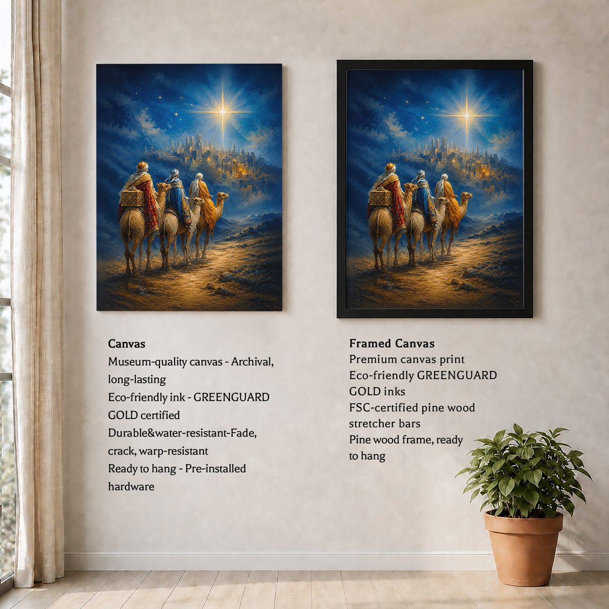 Three Wise Men Star of Bethlehem Christian Wall Art Poster/Canvas
