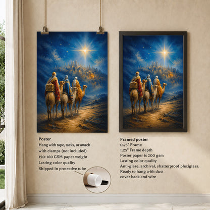 Three Wise Men Star of Bethlehem Christian Wall Art Poster/Canvas