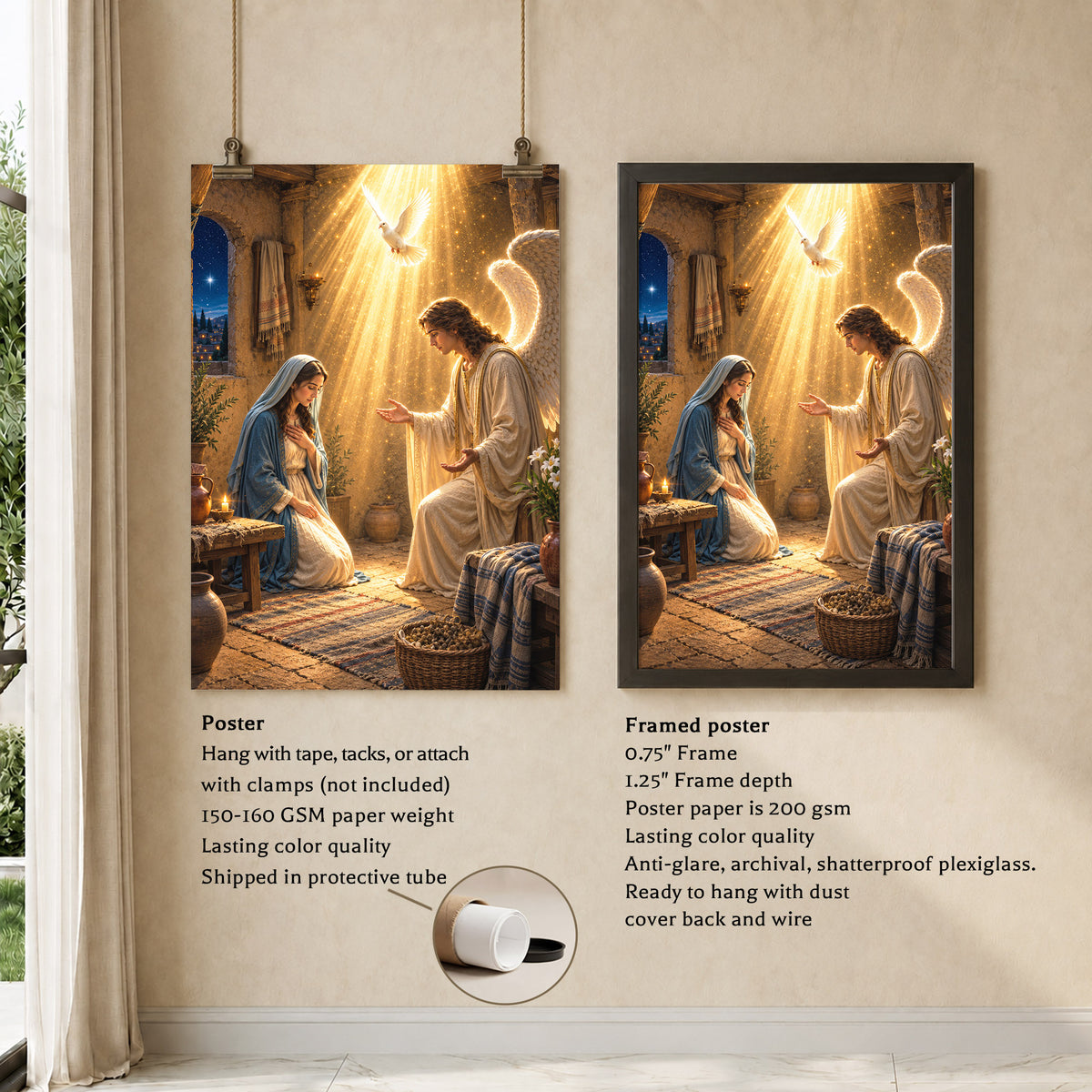 The Annunciation of Mary Christian Wall Art Poster/Canvas
