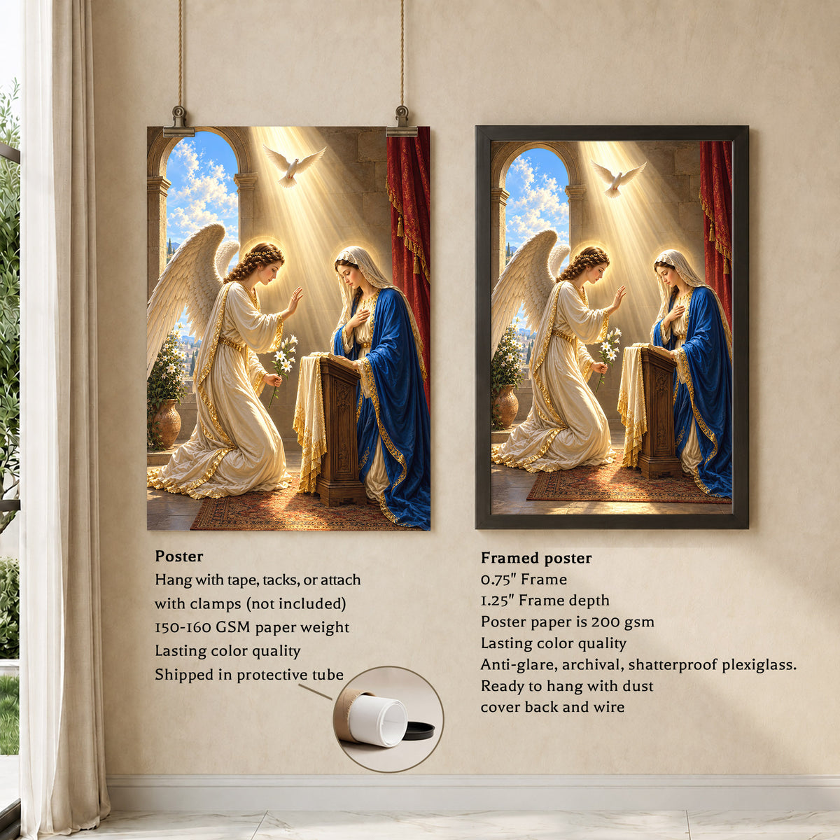 Gabriel and Mary Annunciation Christian Wall Art Poster/Canvas