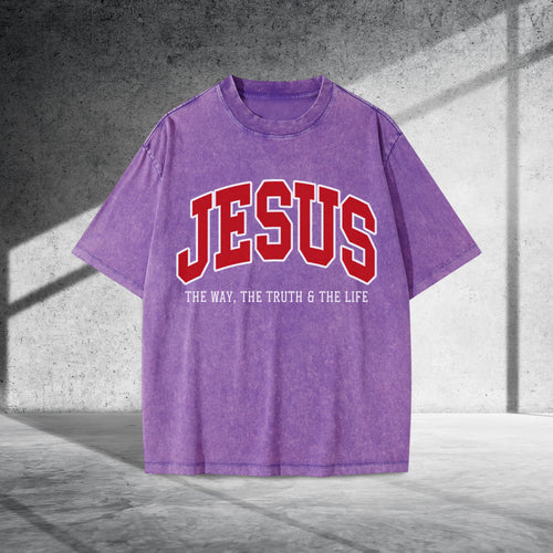 Jesus The Way The Truth & The Life Unisex Vintage Washed T-Shirt - Christian Faith Declaration