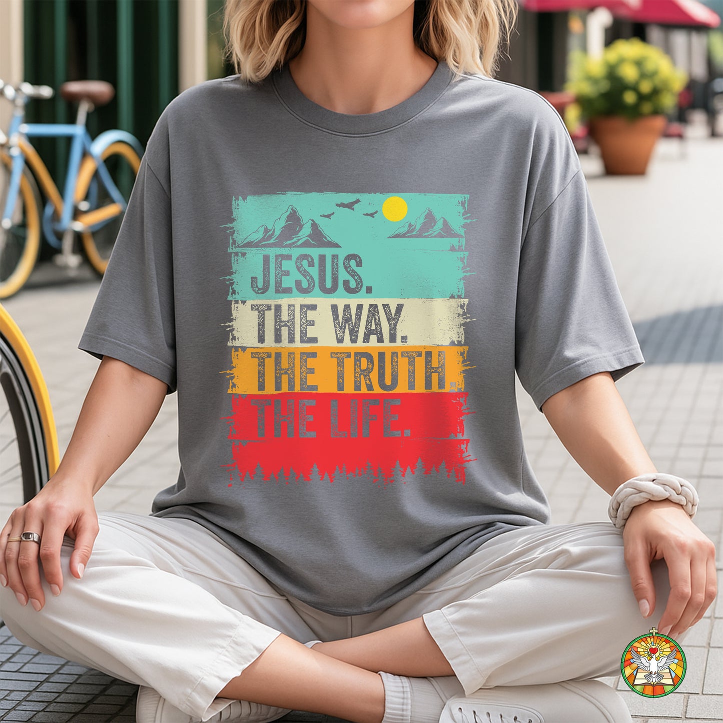 Jesus The Way The Truth The Life Vintage Sunset Christian T-Shirt John 14:6 Faith Tee