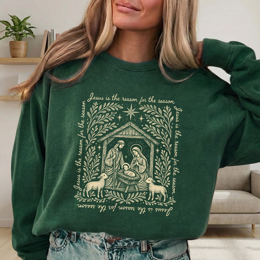 Jesus Is The Reason For The Season – Vintage Nativity Scene Christmas – Unisex T-Shirt / Hoodie / Sweatshirt