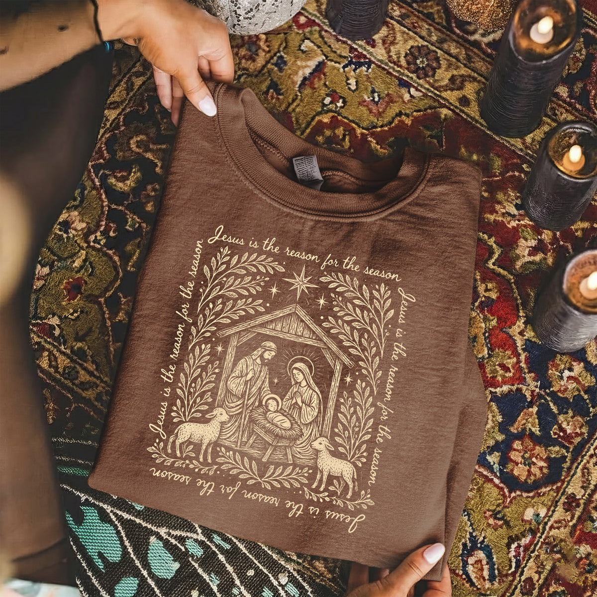Jesus Is The Reason For The Season – Vintage Nativity Scene Christmas – Unisex T-Shirt / Hoodie / Sweatshirt