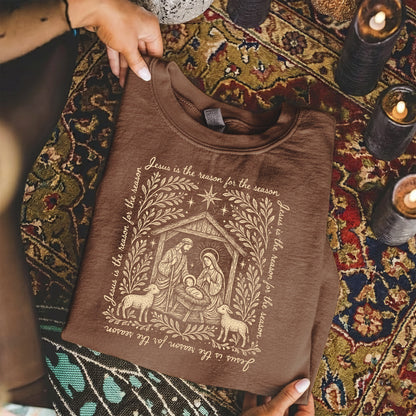 Jesus Is The Reason For The Season – Vintage Nativity Scene Christmas – Unisex T-Shirt / Hoodie / Sweatshirt