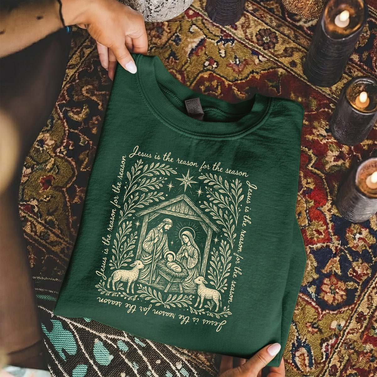 Jesus Is The Reason For The Season – Vintage Nativity Scene Christmas – Unisex T-Shirt / Hoodie / Sweatshirt