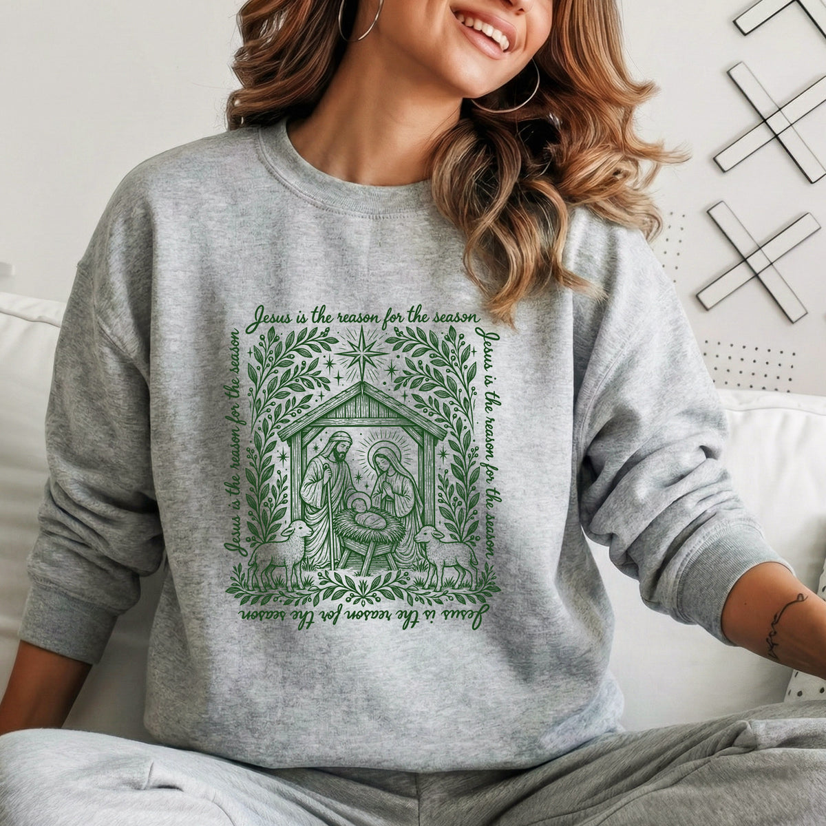 Jesus Is The Reason For The Season – Vintage Nativity Scene Christmas – Unisex T-Shirt / Hoodie / Sweatshirt