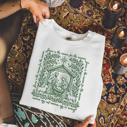 Jesus Is The Reason For The Season – Vintage Nativity Scene Christmas – Unisex T-Shirt / Hoodie / Sweatshirt