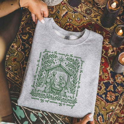 Jesus Is The Reason For The Season – Vintage Nativity Scene Christmas – Unisex T-Shirt / Hoodie / Sweatshirt