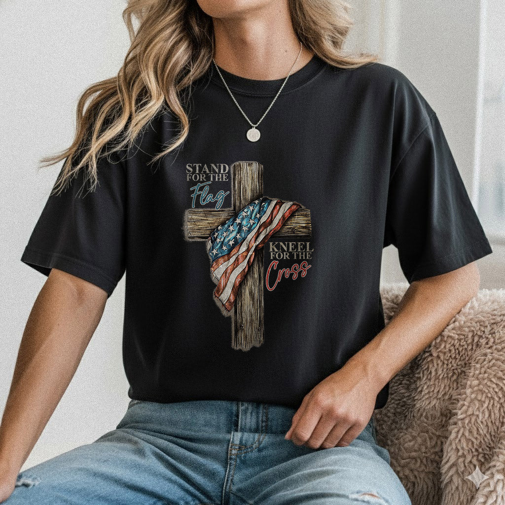 Stand for the Flag, Kneel for the Cross 2 - Hold Fast Faith - Unisex Tshirt / Hoodie / Sweatshirt
