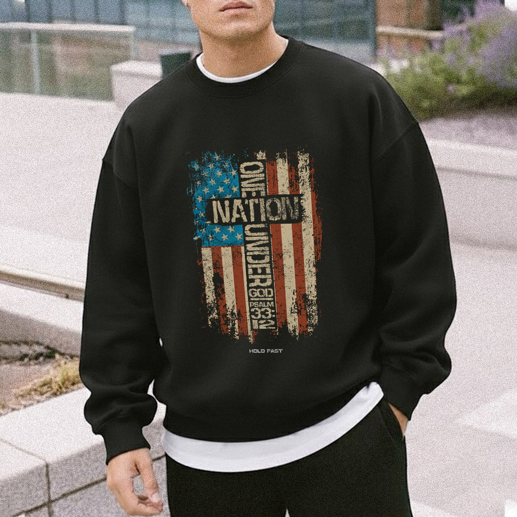 One Natine Under God Flag - Hold Fast Faith - Unisex Tshirt / Hoodie / Sweatshirt