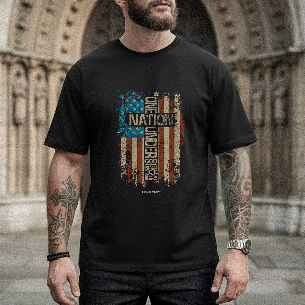One Natine Under God Flag - Hold Fast Faith - Unisex Tshirt / Hoodie / Sweatshirt
