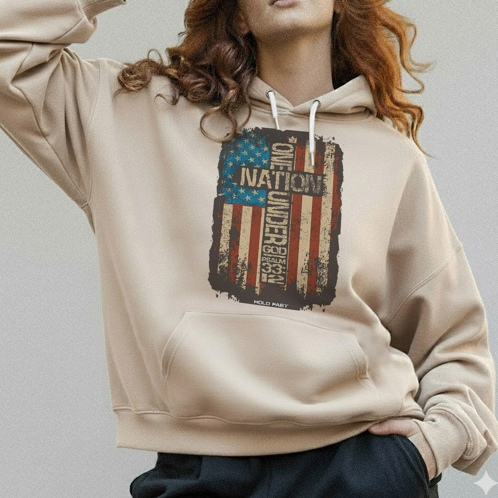 One Natine Under God Flag - Hold Fast Faith - Unisex Tshirt / Hoodie / Sweatshirt