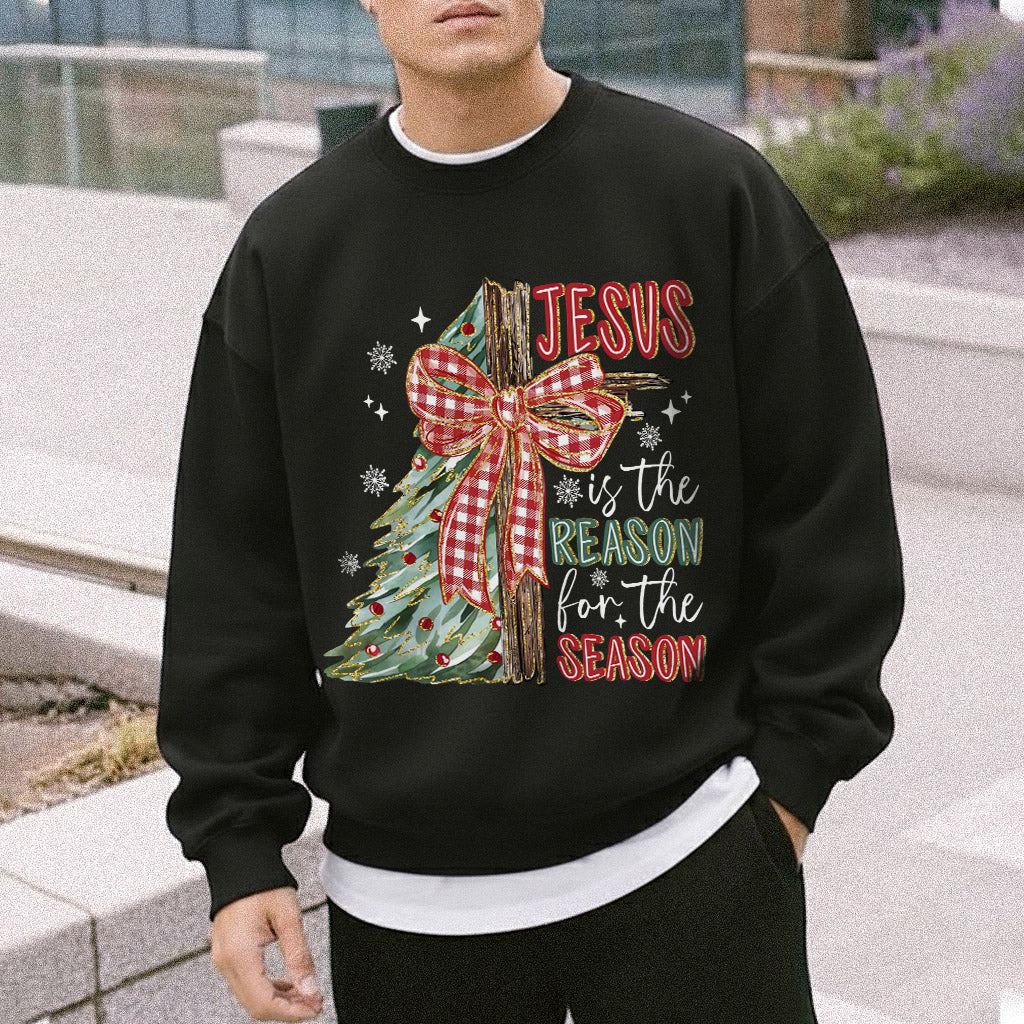 Jesus Is The Reason For The Season Christmas Tree & Cross Bow Design  - Merry Christmas - Unisex Tshirt / Hoodie / Sweatshirt