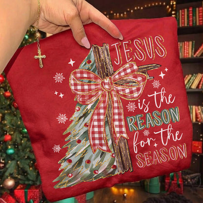 Jesus Is The Reason For The Season Christmas Tree & Cross Bow Design  - Merry Christmas - Unisex Tshirt / Hoodie / Sweatshirt