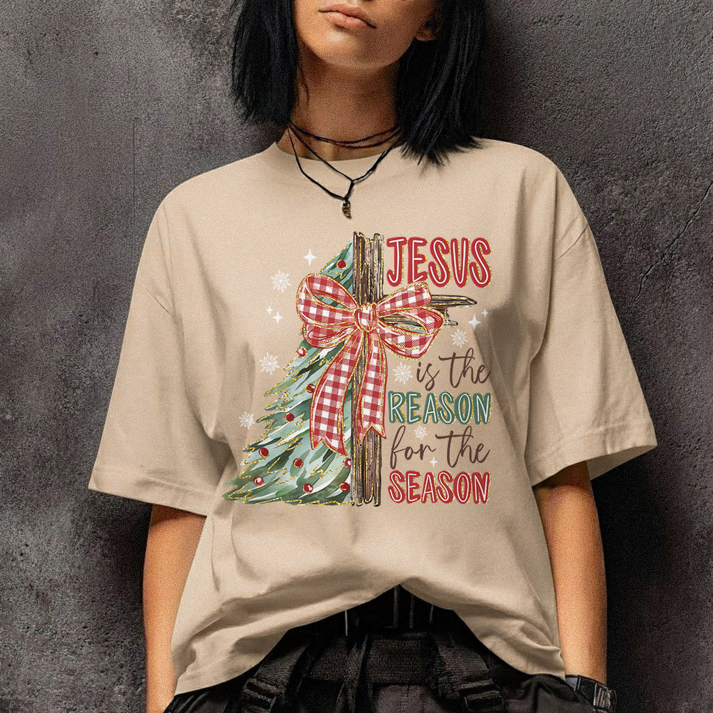 Jesus Is The Reason For The Season Christmas Tree & Cross Bow Design  - Merry Christmas - Unisex Tshirt / Hoodie / Sweatshirt