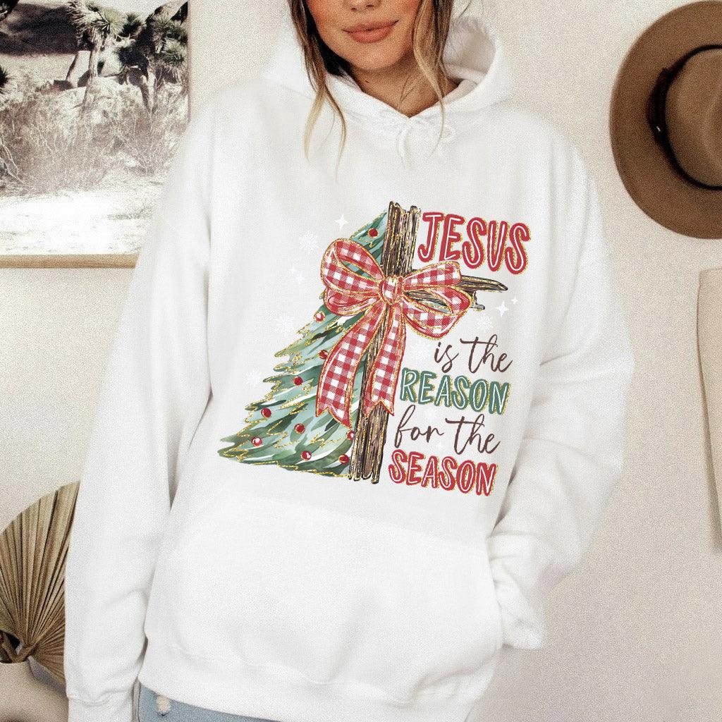 Jesus Is The Reason For The Season Christmas Tree & Cross Bow Design - Merry Christmas - Unisex Tshirt / Hoodie / Sweatshirt - Faith Guided Life