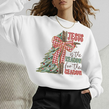 Jesus Is The Reason For The Season Christmas Tree & Cross Bow Design  - Merry Christmas - Unisex Tshirt / Hoodie / Sweatshirt