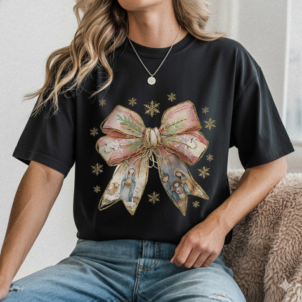 Jesus Christmas Coquette Bow - Merry Christmas - Unisex Tshirt / Hoodie / Sweatshirt