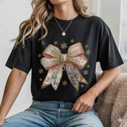 Jesus Christmas Coquette Bow - Merry Christmas - Unisex Tshirt / Hoodie / Sweatshirt