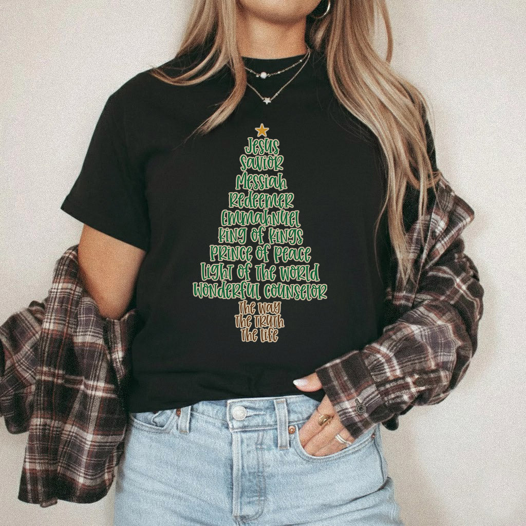 Jesus Names Christmas Tree- Merry Christmas - Unisex Tshirt / Hoodie / Sweatshirt