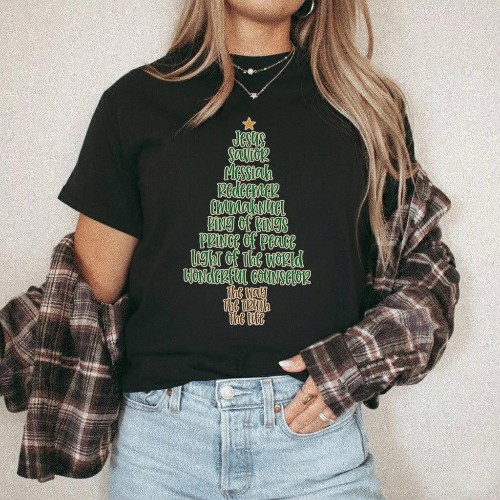 Jesus Names Christmas Tree- Merry Christmas - Unisex Tshirt / Hoodie / Sweatshirt - Faith Guided Life