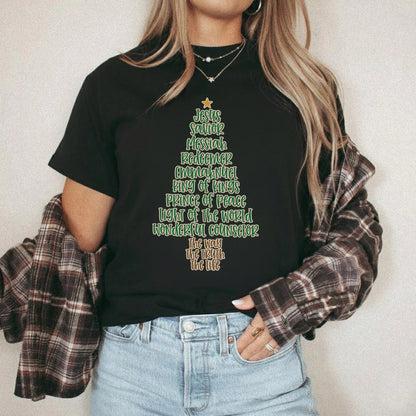 Jesus Names Christmas Tree- Merry Christmas - Unisex Tshirt / Hoodie / Sweatshirt