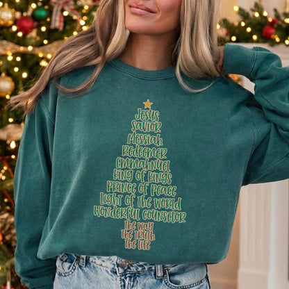 Jesus Names Christmas Tree- Merry Christmas - Unisex Tshirt / Hoodie / Sweatshirt