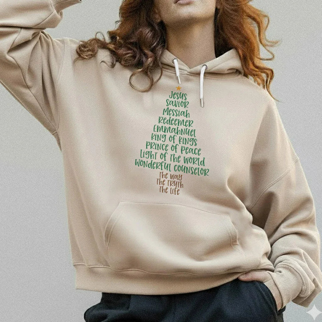 Jesus Names Christmas Tree- Merry Christmas - Unisex Tshirt / Hoodie / Sweatshirt - Faith Guided Life