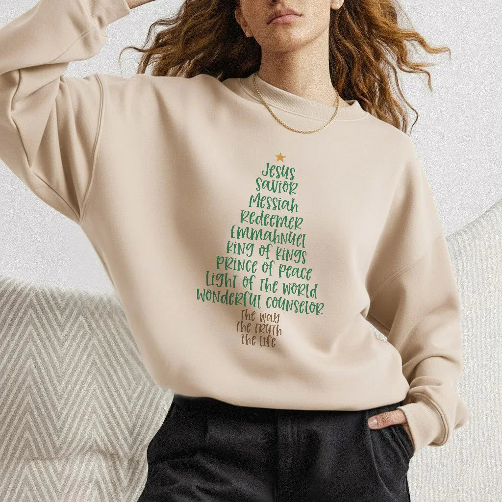 Jesus Names Christmas Tree- Merry Christmas - Unisex Tshirt / Hoodie / Sweatshirt - Faith Guided Life