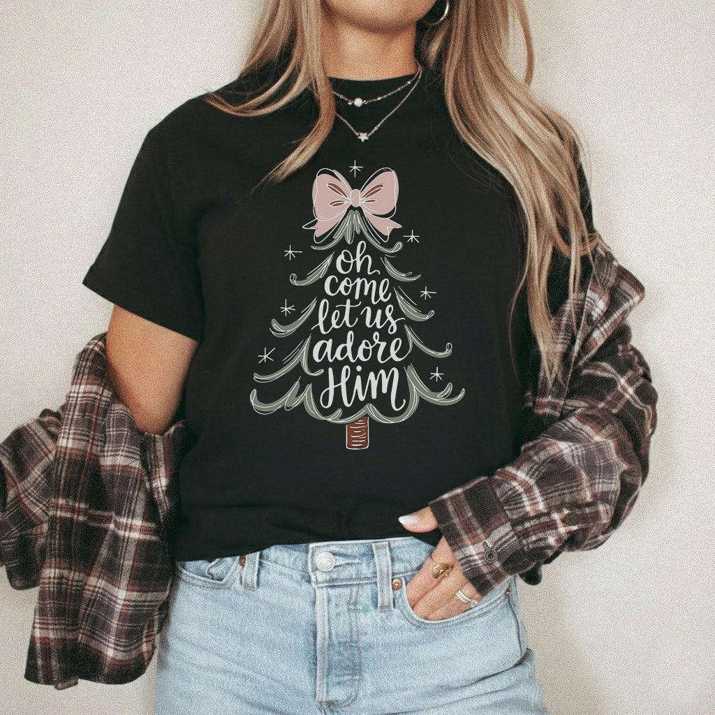 Oh Come Let Us Adore Him - Merry Christmas - Unisex Tshirt / Hoodie / Sweatshirt - Faith Guided Life