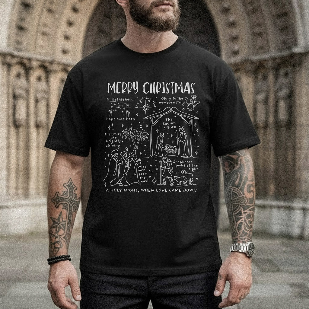 Retro Religious Christmas Manger - Christian Doodle - Unisex Tshirt / Hoodie / Sweatshirt