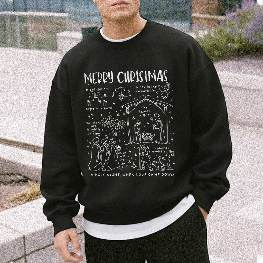 Retro Religious Christmas Manger - Christian Doodle - Unisex Tshirt / Hoodie / Sweatshirt